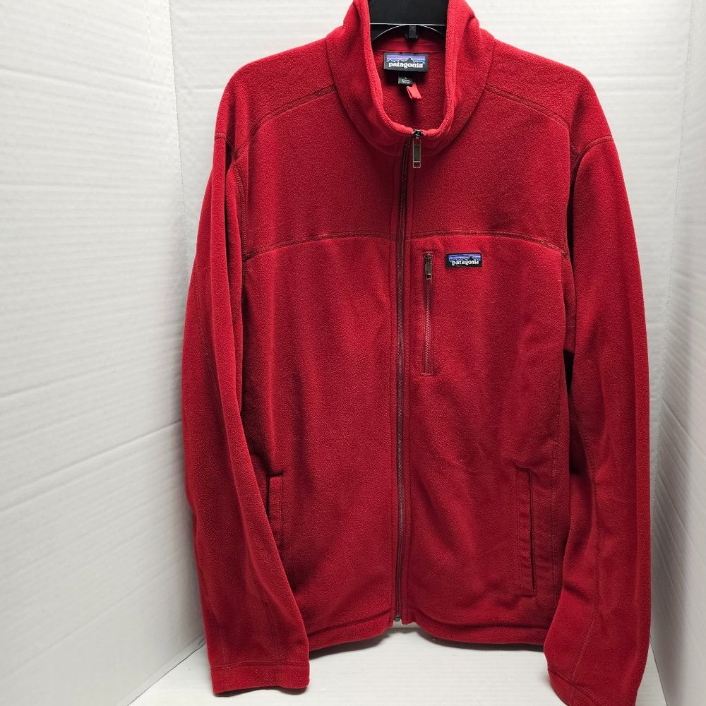 Patagonia Mens Soft Fleece Red Jacket Full Zipper Chest Vent Pockets L Large